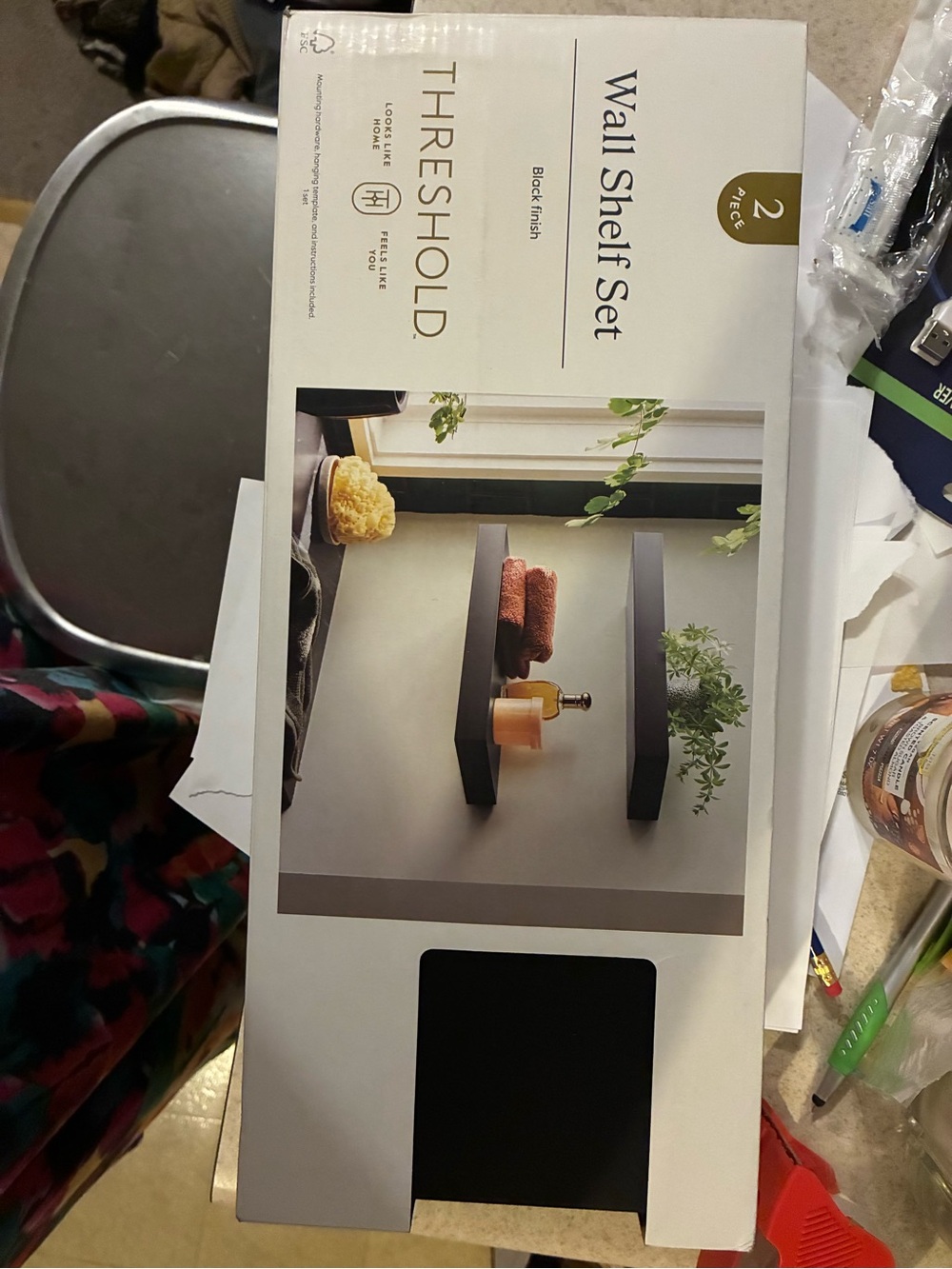 Threshold Black Wall Shelf Set - Black Finish